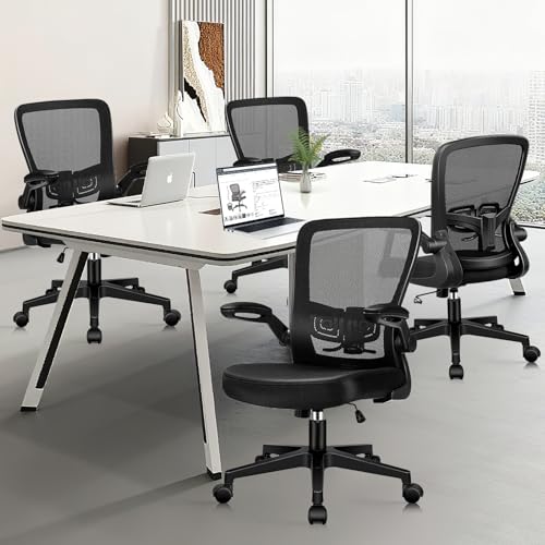 Image of KLASIKA Desk Chairs with Wheels, Ergonomic Mesh Office Chair Adjustable Height and Swivel Lumbar Support Home Office Chair with Flip Up Armrests (8PK)