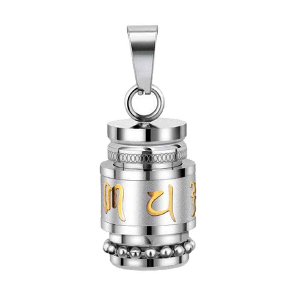 Colgante Budista Shurangama Adorno Budista de Acero Titanio Colgante Collares Accesorio Joya Adecuado para Protección Y E, plata, tal como se describe