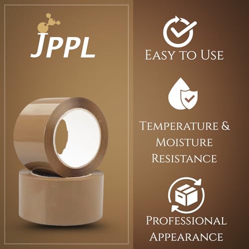 Image of Brown BOPP Packaging Tape 48mm x 65m | Strong Adhesive Heavy-Duty Sealing for Boxes Envelopes Gifts | Multipurpose Industrial and Home Use | Pack of 6 Rolls