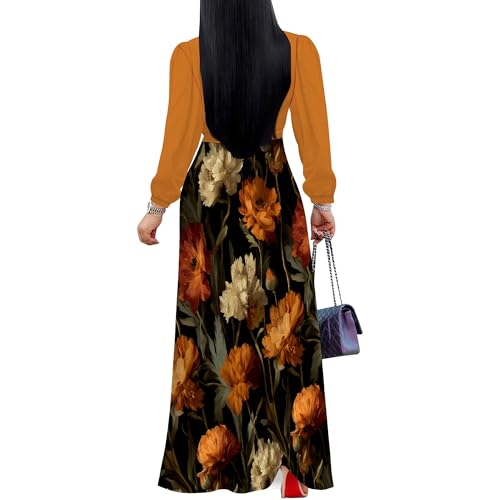 Image of Plus Size Maxi Dress for Women V Neck 3 /4 Sleeve Wrap Dress