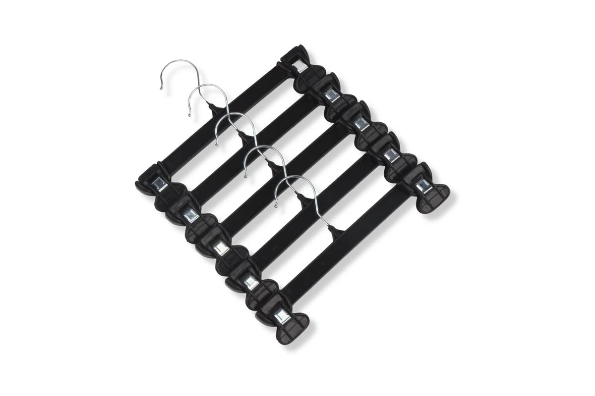 PLASTICK Plastic Metal Adjustable Stainless Steel Hook Hangers with Non Slip Clips and Swivel Hook (Pack of 10)-image-1