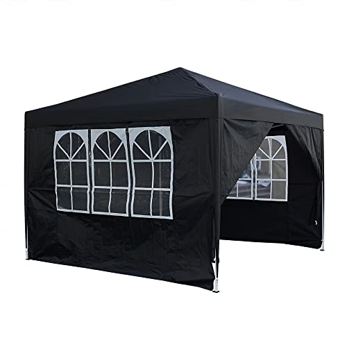 Panana Waterproof 3x3m,2.5x2.5m ,2x2m Pop Up Gazebo Party Tent BBQ Canopy Outdoor Awning w/ Side Walls3x3m Gazebo Party Tent BBQ Canopy Outdoor Awning w/ Side Walls, BLACK (GSGBZBBK01252501-MZUF) - Image 6