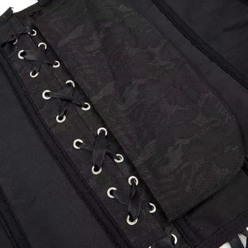Image of Women's Lace up Gothic Jacquard Shoulder Straps Tank Overbust Shaper Corset Bustiers Top