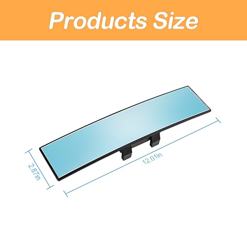 Image of Osilly Rear View Mirror for Car, 12.1 inch Interior Clip-on Panoramic Convex Rearview Mirrors, HD Anti Glare Wide Angle and Reduce Blind Spot, Universal for SUV Trucks Vehicles (Blue)