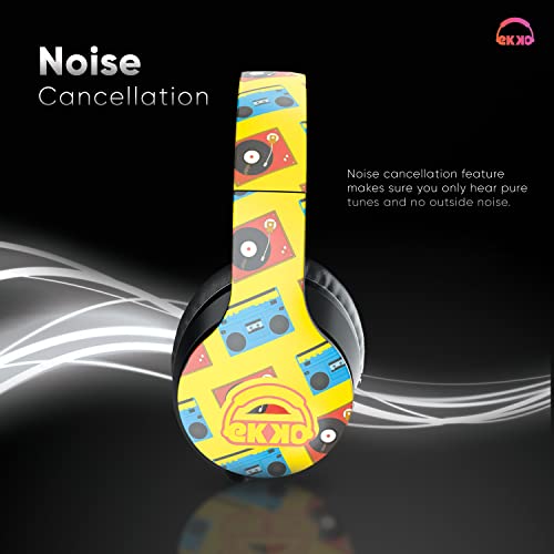 Image of Ekko Skull Alter EGO H02 - Wireless Headphones with Noise Cancellation Upto 15H Playback, On Ear Headphones with Mic, Max Bass, Twin Connect, Siri & Google Assistant Activate (Yellow)