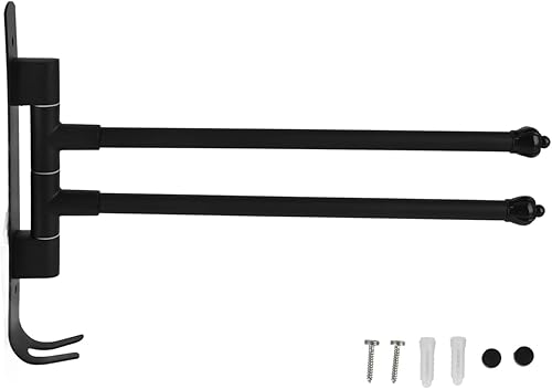 Miniatura 1 de Toallero giratorio de acero inoxidable negro con 3 brazos, toallero giratorio y movible con 3 brazos, ideal para baño, armario y cocina (dos postes)