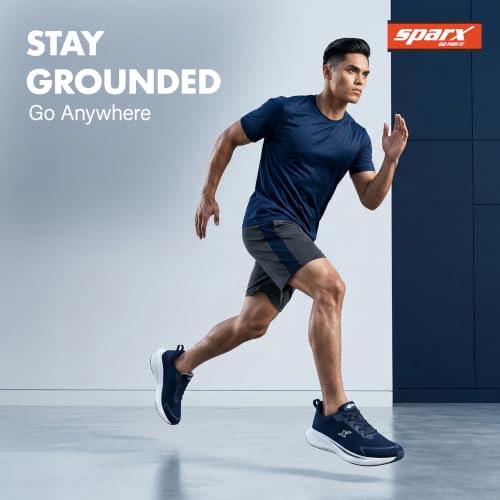 Image of SPARX Sports Running Shoes for Men - Lightweight Breathable Lace-Up Athletic Shoes with Cushioned Comfort, Shock Absorption, Durable Grip, Flexible Sole & Everyday Walking Performance