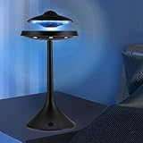 Magnetic Levitation Bluetooth UFO Speaker, Levitating UFO Speakers with Seven Color Night Lamp, Wireless Charging LED Lamp Bluetooth Speaker, 360°Rotating UFO Lamp (Black)