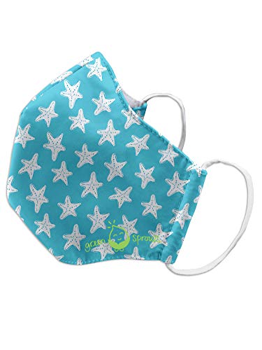 i play. by green sprouts Baby Reusable Face Mask, Aqua Starfish, Toddler