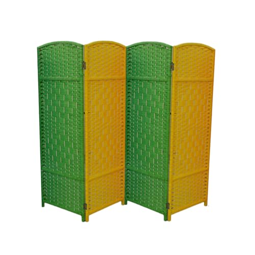 高さ120cmの部屋の仕切りと折りたたみ式のプライバシースクリーン、寝室とホームオフィス用の二重ヒンジの籐編みのパーティション壁(Color-1,120X40CM-4 piece)