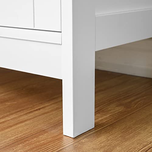 Iwell Bathroom Floor Cabinet, Bathroom Storage Cabinet With Double Door & Adjustable Shelf, Wooden Standing Cabinet For Bathroom Living Room Bedroom, White #TOP7