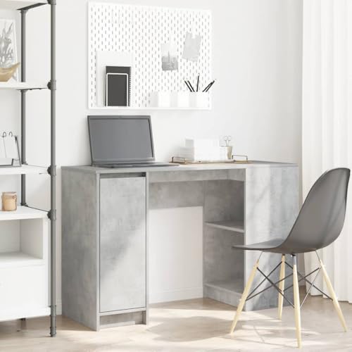 Tonture Escritorio gris hormigón, 120 x 42 x 76 cm, material de madera, duradero, con mucho espacio de almacenamiento para oficina y hogar, fácil de limpiar, para estudio, dormitorio, oficina en casa
