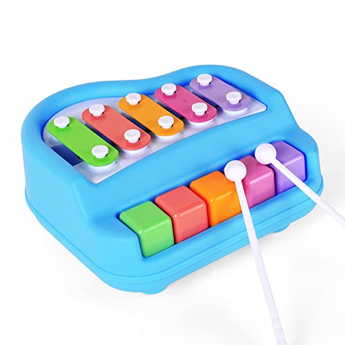Image of 2 in 1 Multicolor 8 Key in Clear & Crisp Tones|Piano & Xylophone .NonToxic,Non-Battery,Educational Musical Instruments Toyset for Kids,Toddlers,Boys & Girls with 2 Mallets