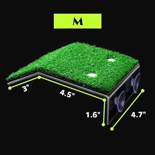 Mipukbay Small Turtle Basking Platform with Simulation Grass - Ideal Turtle Tank Accessories & Turtle Dock for Small Turtles, Frogs, Water Environment Loving Reptile or Amphibian Pets - Thumbnail 3