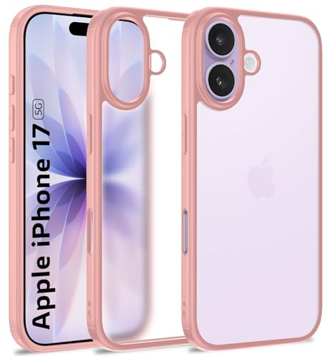 Image of Golden Sand Rugged Frosted Back Cover Case for iPhone 17 - Semi Transparent, Shockproof, Slim Profile, Matte Grip (Mist Pink, TPU+PC)