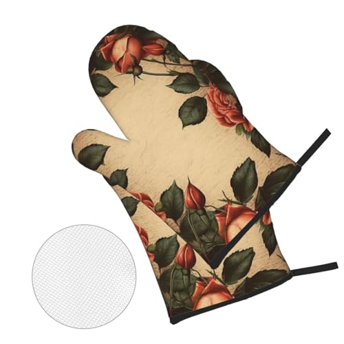 Lot de 4 maniques motif roses élégantes pour cuisson au four - 3