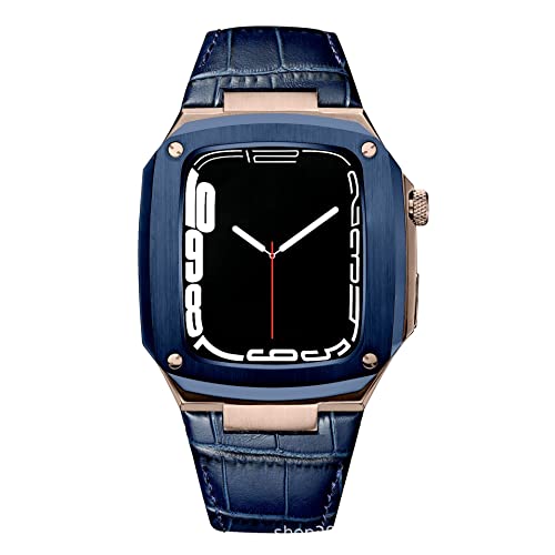 Bracelet en cuir agate et boîtier acier de qualité horlogère pour Apple Watch 44mm et 40mm