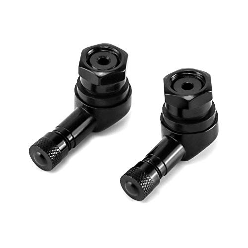 QWORK® Motorrad Winkelventil Alu Eckventil, 90 Grad Metallventile Reifen Ventil mit Gummidichtung für Motorrad Fahrrad, 2 Stück