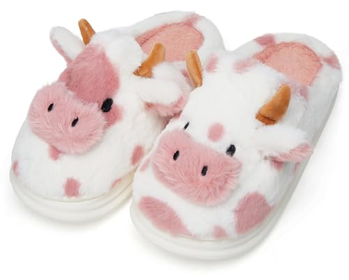 Cozy Cow Slippers for Women Men Indoor Outdoor Slippers Soft Winter Fuzzy House Slides Cute Animal Shoes Plush Sandals 2024