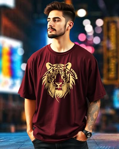 Image of AUSK Oversized Tshirts || Half Sleeve Round Neck T-Shirts for Men