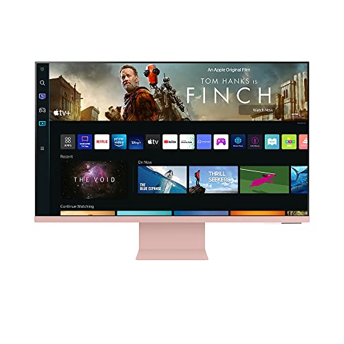 SAMSUNG-M8-Series-32-Inch-4K-UHD-Smart-Monitor-Streaming-TV-with-Slim-fit-Webcam-for-PC-Less-Experience-Netflix-HBO-Prime-VOD-More-Apple-Airplay-WiFi-BT-Built-in-Speakers-2022-Pink