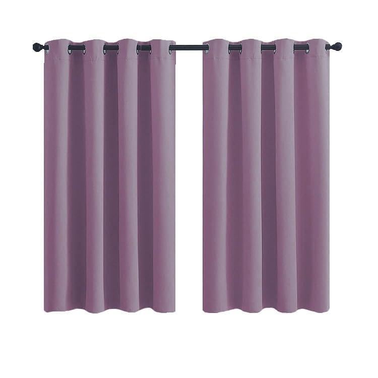 Blackout Curtain Bedroom Living Room Kitchen Ring Blackout Curtain, Full Blackout Insulation Curtain(Light Purple,52 in x 36 in (W x L))