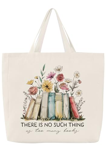 redaica Canvas Book Tote Bag, Book Lover Gifts for Women, Bookish Presents for Book Lovers, Cute...