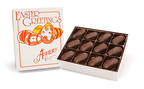 Asher's Chocolates, Chocolate Coated Eggs, Spring Collection of Easter Eggs, Small Batches of Kosher Chocolate, Family Owned Since 1892, 24 Chocolate Eggs (Dark Chocolate Peanut Butter)