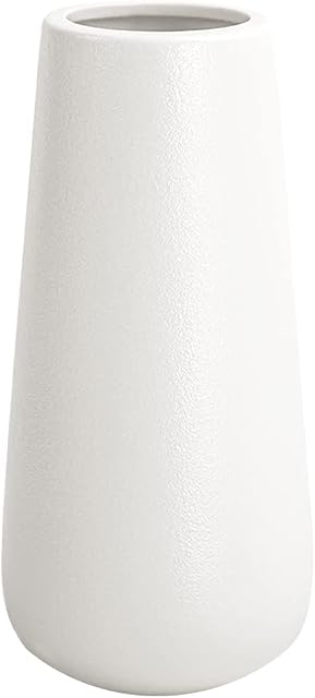 11 Inch Tall Matt White Ceramic Vases for Flowers & Pampas Grass, Classic Rustic Style Decorative Vase for Home Decor Table Centerpieces