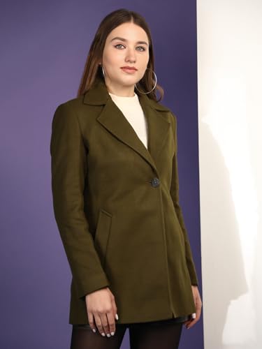 Image of CHKOKKO Women Chic Winter Coat Single Breasted | Knee Length Design with Buttoned Closure and Practical Front Side Pockets for Stylish and Comfortable Wear