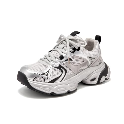 BEAU TODAY Womens Chunky Sneakers Platform Fashion Sneakers for Women Non-Slip Breathable Women's Dad Shoes Comfortable Lace-up Wide Width Tennis Shoes