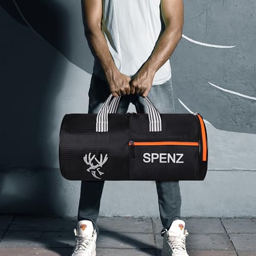 Image of SPENZ Bags Polyester 28L Water Resistant Sports Duffel Gym Bag for Men & Women with Shoe Compartment