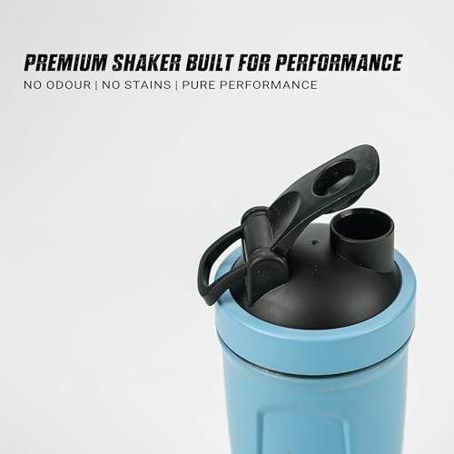 Image of MuscleBlaze Stainless Steel Gym Shaker (Blue, 700ml)