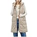 RRMuAzgs womens vests fashion casual plus size Long Puffer Vest Women Winter Hooded Sleeveless Coat Warm Quilted Vest Jacket Zip Up Puffy Coat fall warm Outerwear Beige L