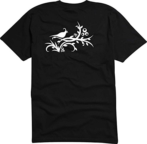 T-Shirt - Camiseta D166 Hombre negro con la impresión en color L - Tribal paloma y ramaje