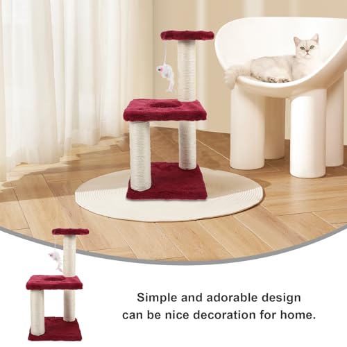 Poste rascador vertical para gatos con sisal y torre de 3 niveles miniatura 3