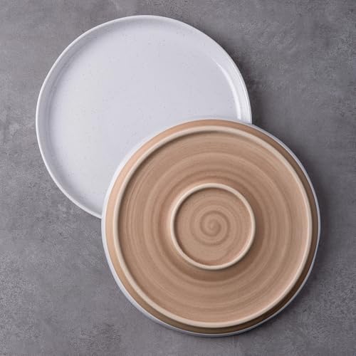 AmorArc Ceramic Dinner Plates Set of 2, 10.5 Inch Large Stoneware Plates for Kitchen, Microwave& Dishwasher Safe, Scratch Resistant,White
