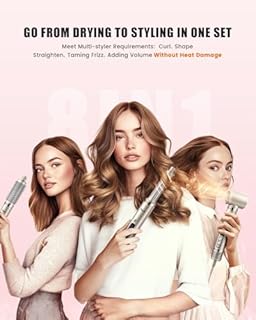 Tqcir Air Styler & Sèche-cheveux 8 en 1 FlexStyle Air Styling & Drying System avec étui de stockage, Boucleurs Auto-Wrap, Boucler Automatique (Gauche & Droite), Brosse Ovale, Brosse Lissante