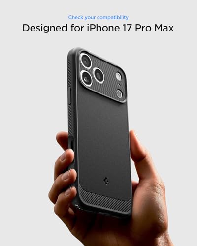 Image of Spigen Rugged Armor MagFit Back Cover Case for iPhone 17 Pro Max, MagSafe Compatible, Resilient Shock Absorption - TPU | Matte Black