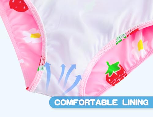 Image of Snowheart Girls Swimsuit One Piece Bathing Suit Kids Quick Dry Shoudler Ruffle Floral Swimwear for 3-12 Years Old