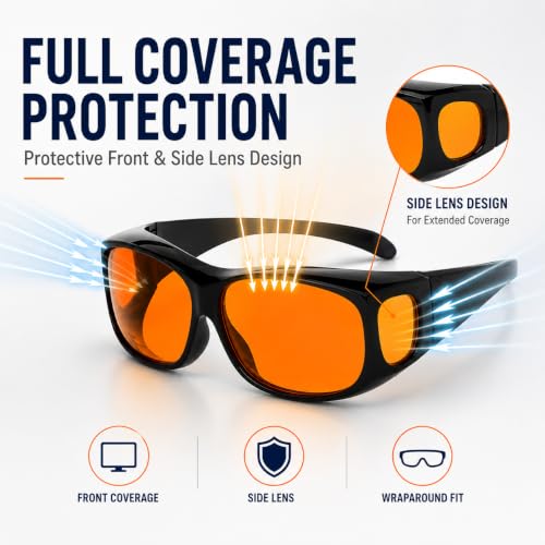 Image of Eyekepper 100% Blue Light Reduction,Huge Fitover Anti-Blue Blocking Computer Eyeglasses with Extra Amber Lenses, Black