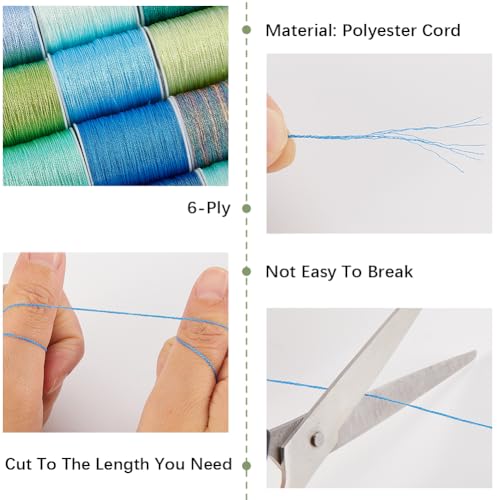 CABODYALS 12 Rolls 240M Multicolor Metallic Cord 0.5MM Embroidery Shimmer Christmas Thread Polyester Tinsel Glitter String Cords Bulk Roll for Sewing Making Crafts Xmas Bracelets Beading Necklaces Diy by CABODYALS - Image 5