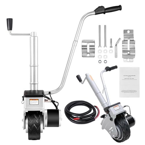 Boat Trailer Jack,5000lbs Load Trailer Jockey Wheel,Motorized Jockey Wheel Trailer Mover with Rubber Wheels and Handle,for Lifting RV Trailer, Horse Trailer, Utility Trailer, Yacht Trailer