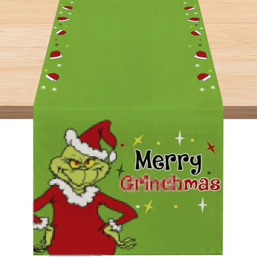 KIKVTER TischläUfer Weihnachten, Linen Weihnachtstischdecke Merry...