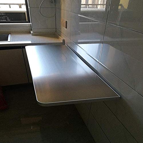 Leosxa Wall Mounted Table Folding Workbench Stainless Steel,Drop-Leaf Table, Kitchen Dining Table Computer Desk Bench Table Study Table,80Cm×30Cm/31.4In×11.8In #TOP6