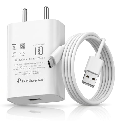 Image of ZYBUX 44W USB-A Flash Fast Charging Adapter with 1M Type-C Cable, Compatible with Vivo V70 Elite|V70|V50|V50e|V40|V40e|V40 Pro|Y400|Y39|T4|T4x|T3 and Other Type c Devices.
