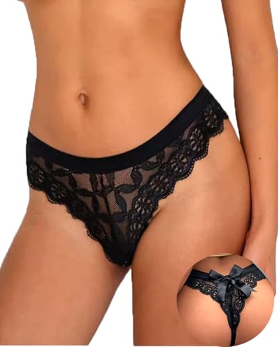 Image of Lace Thongs for Women T-back Breathable Comfortable G-String Cheeky Low Waist Underwear Panties