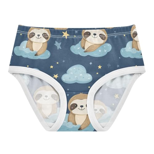Wusikd Cute Sloth Girls' Underwear Cotton Stars Clouds Girls Briefs Soft Toddler Underwear 2T