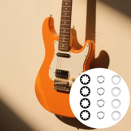 12pcs 3/8\" Guitar Jack Nut and Washer, Input/Output Socket Nut & Washer Replacement Parts for Electric Guitar Bass Acoustic Amp Hardware Repair