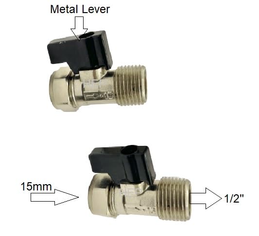 hep® 15mm x 1/2" Male Flat Faced with Lever Matt Chrome Service Isolationg Valve Suitable for Flexi Hose Pipes to Toilet Basin - Image 2